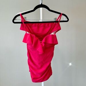 Cupshe Vibrant Pink Ruffle Detail Tankini XS NWT